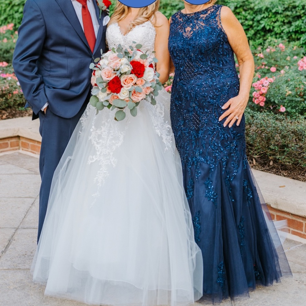 MGNY FOR MORILEE - FIT & FLAIR BEADED EMBROIDERY Style # 71907 In Navy